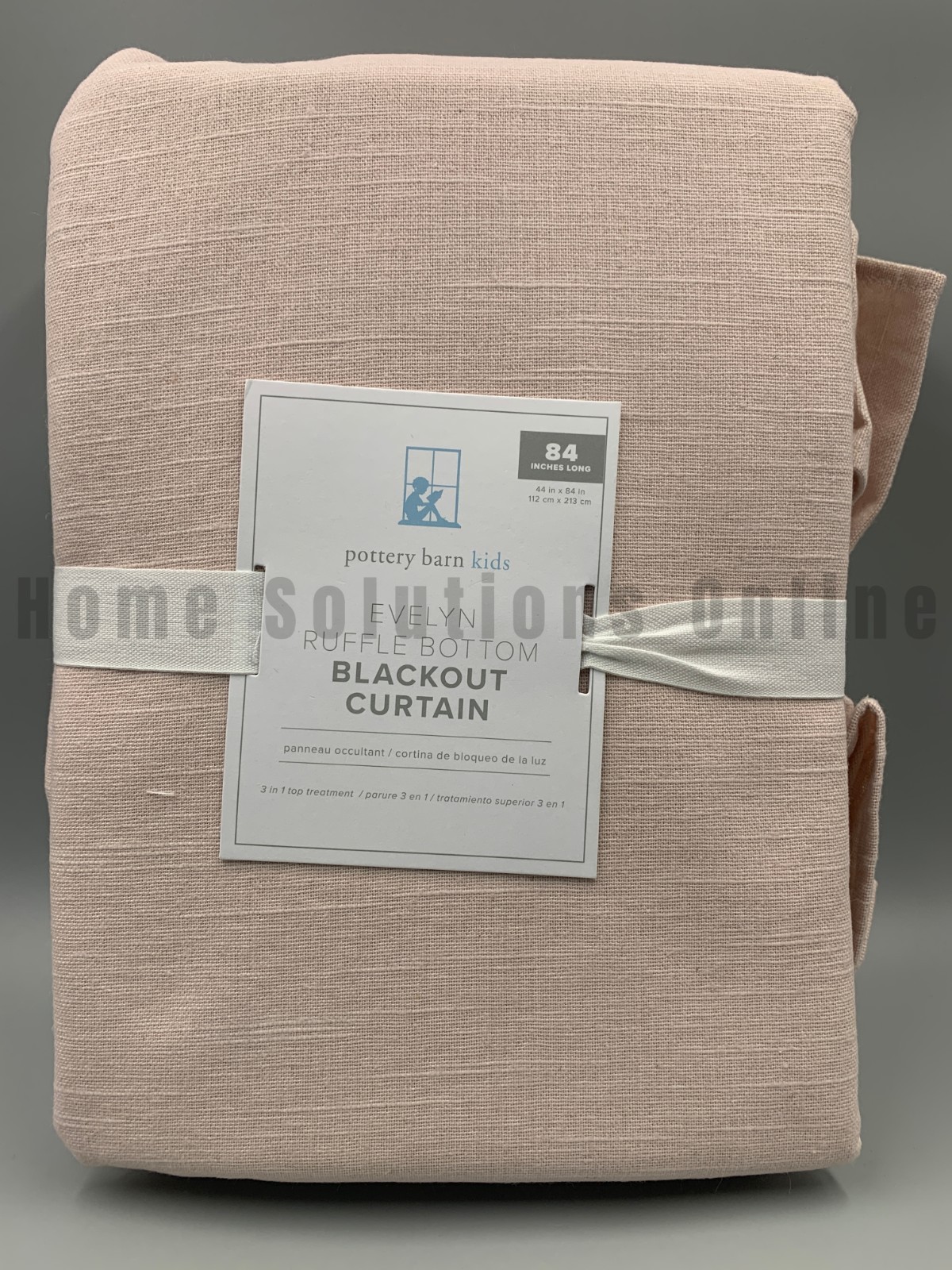 Pottery Barn Kids Evelyn Linen Ruffle Bottom Blackout Curtain Blush 84″ #B1016
