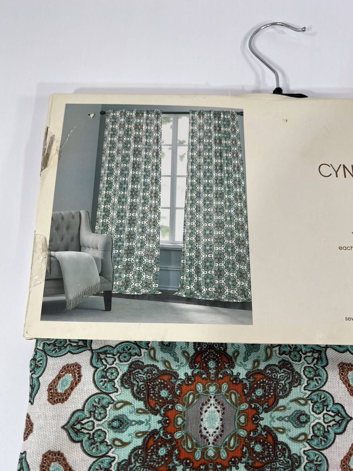 Cynthia Rowley Window Panels Pair 52 x 96″ Geometric Medallions Turquoise Aqua