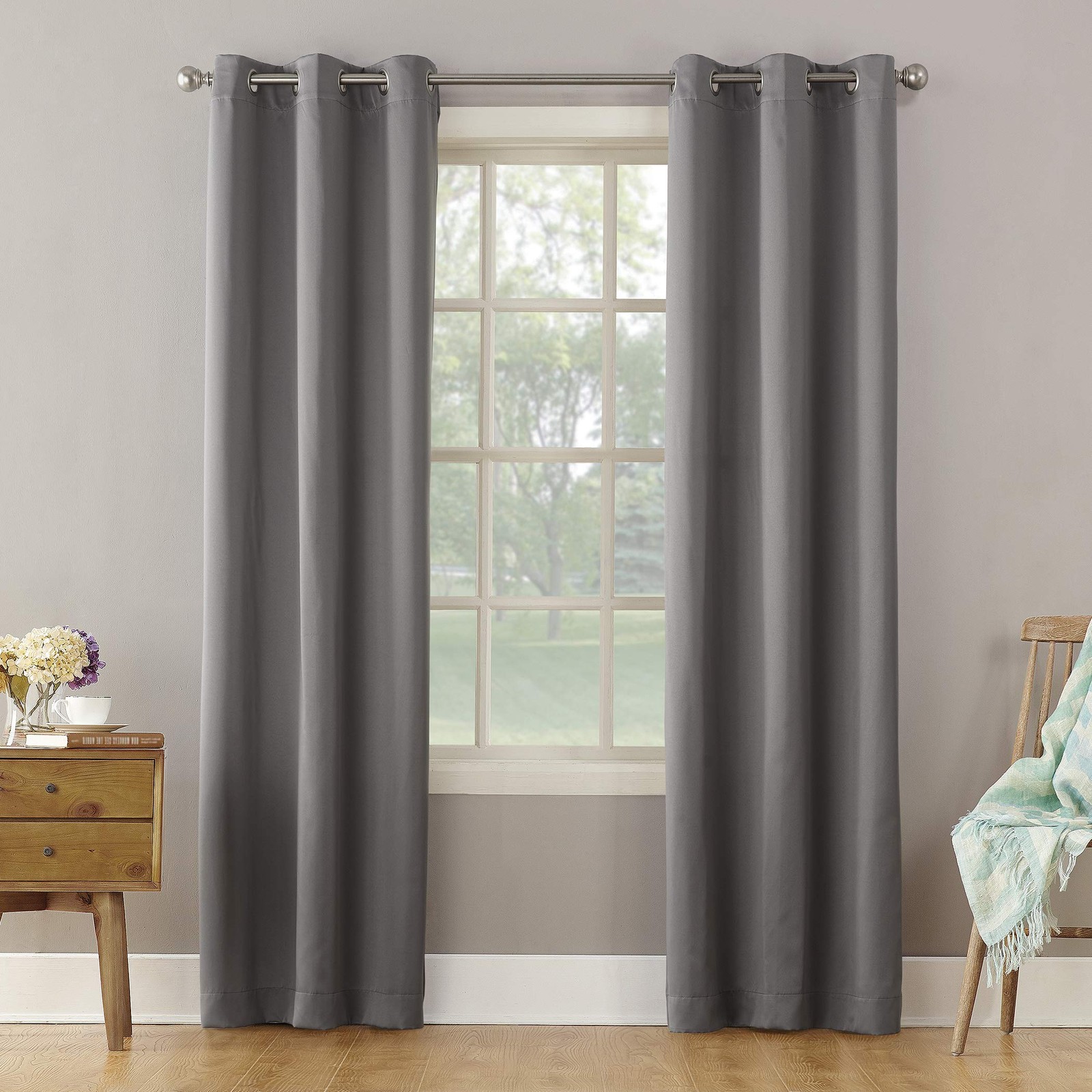 Becca Energy Efficient Grommet Curtain Panel, 40″ x 84″, Gray