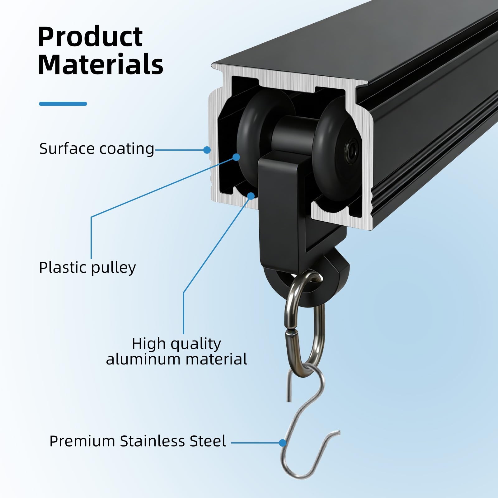 Ceiling and Wall Track for Curtains Heavy Curtain Track 15FT Black with Hook …
