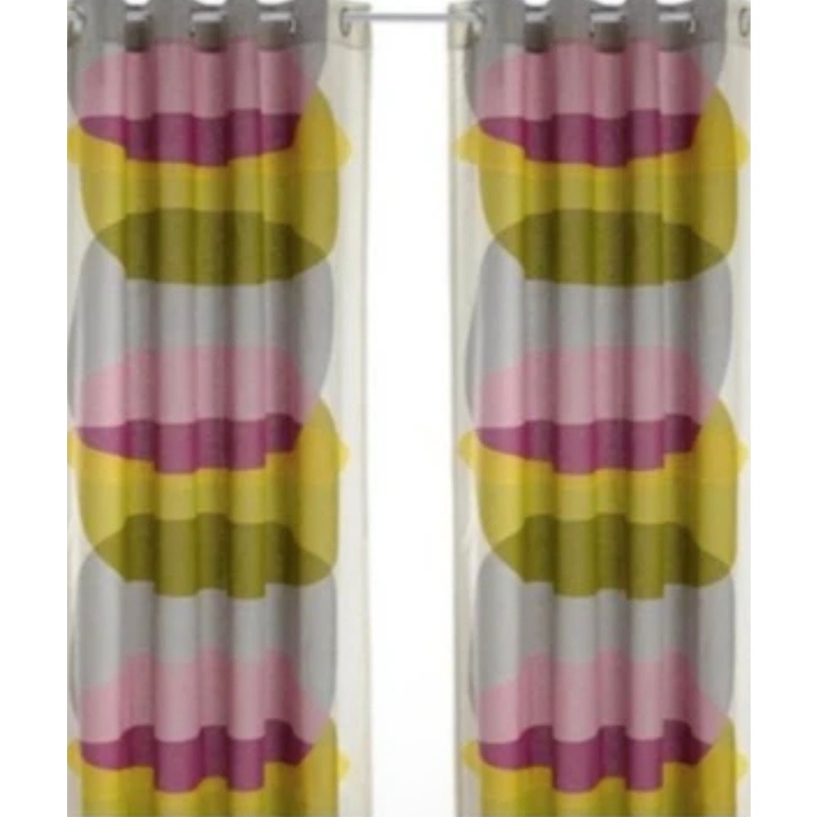 4-IKEA Malin Figur CurtainsGeometric Green Purple Panels set 57×98” Linen cotton