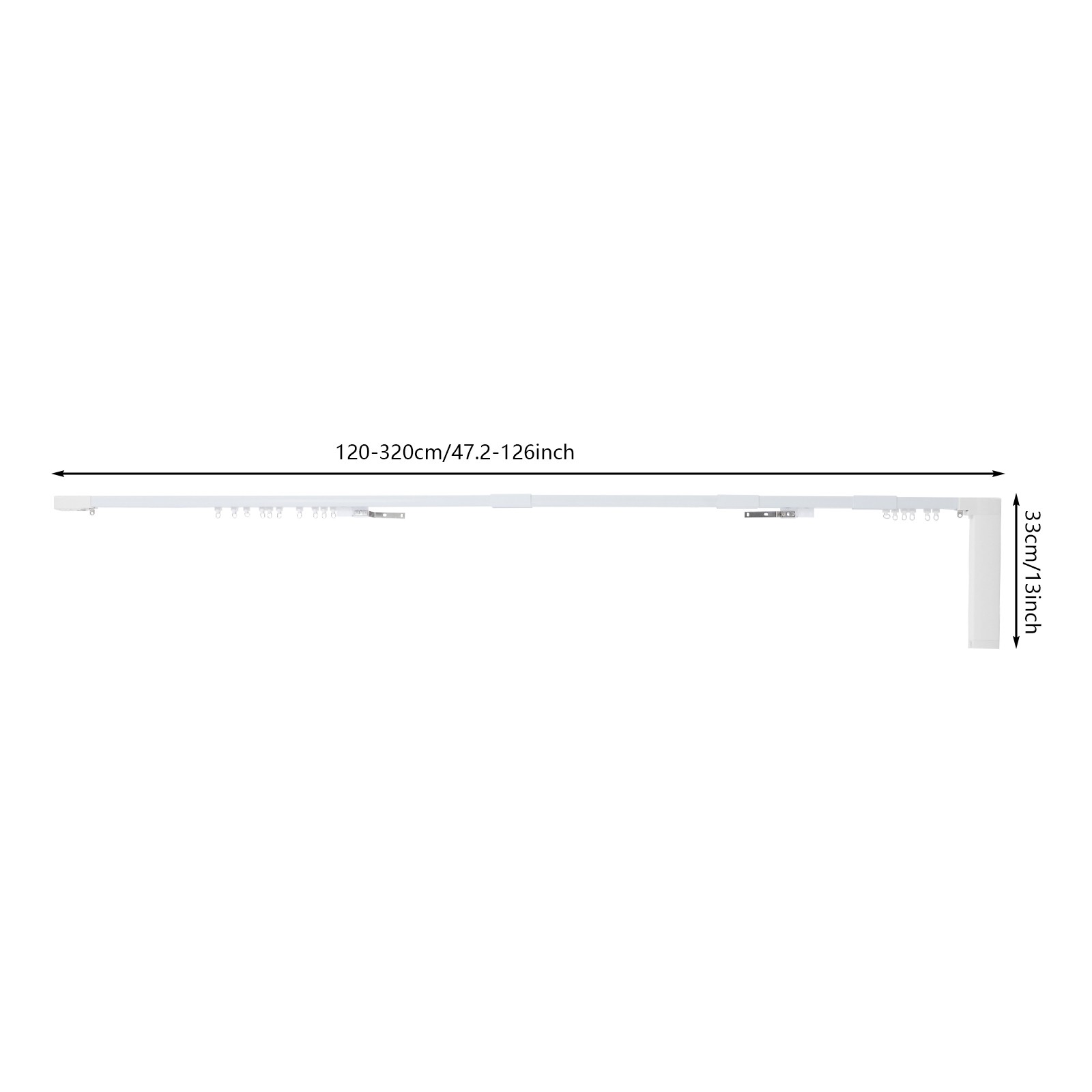 Curtain Track/Electric Curtain Rail w/ Remote Control,Adjustable 120-320cm L