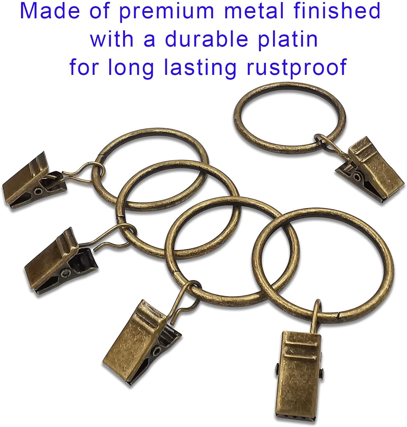 40 Pack Curtain Rings with Clips, Drapery Clips with Rings, Drapes Rings 1.26 in