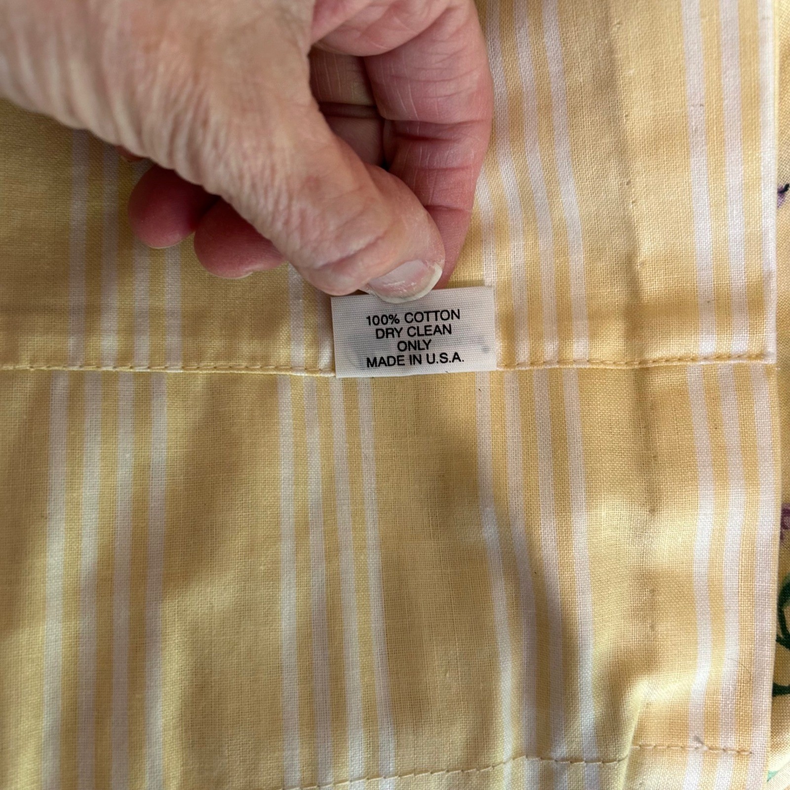 Longaberger Cafe Curtain Window Valance Yellow Blue Floral Striped Cottagecore