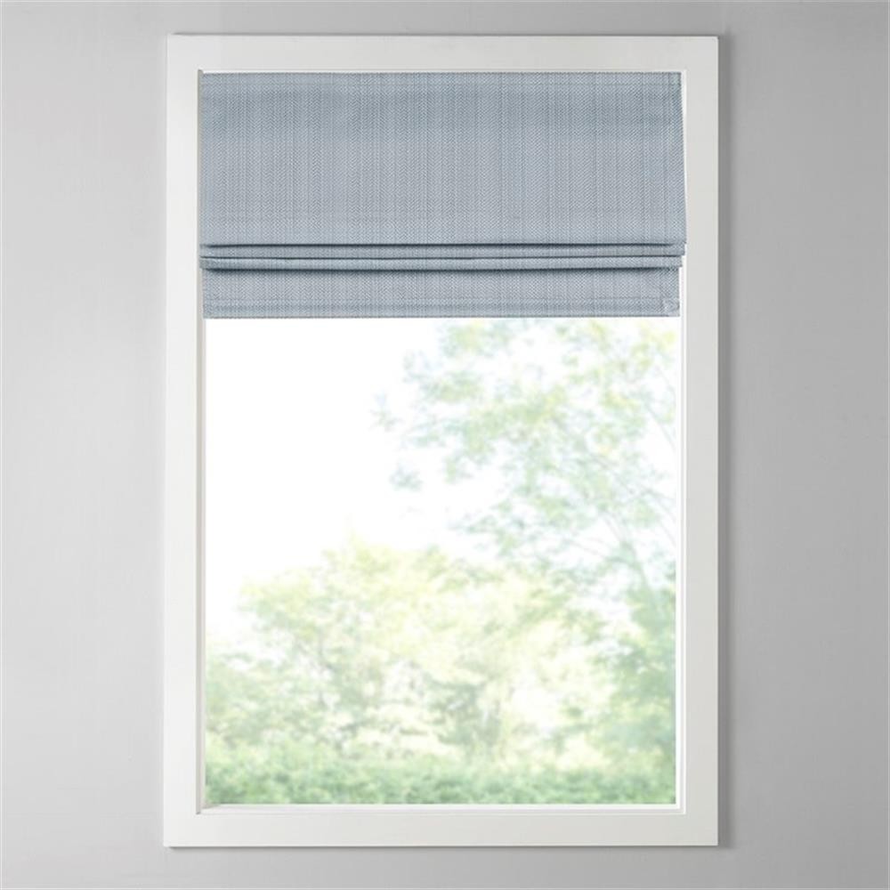 Pemberly Row Basketweave Room Darkening Cordless Roman Shade in Blue 33×64″