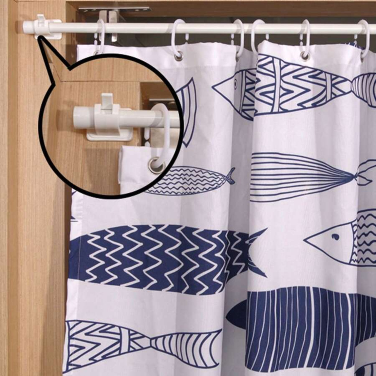 Wall-Mounted Curtain Rod Bracket Self-Adhesive Curtain Rod Holder Drapery Hook