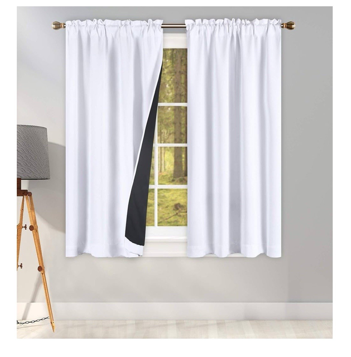 Blackout Curtains 42″W x 45″L Thermal Fabric Pure White, Pack Of 2