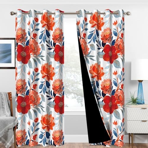 Room Darkening Curtains 84 Inches Long 2 52″W x 84″L (Pack of 2) Autumn Ruby