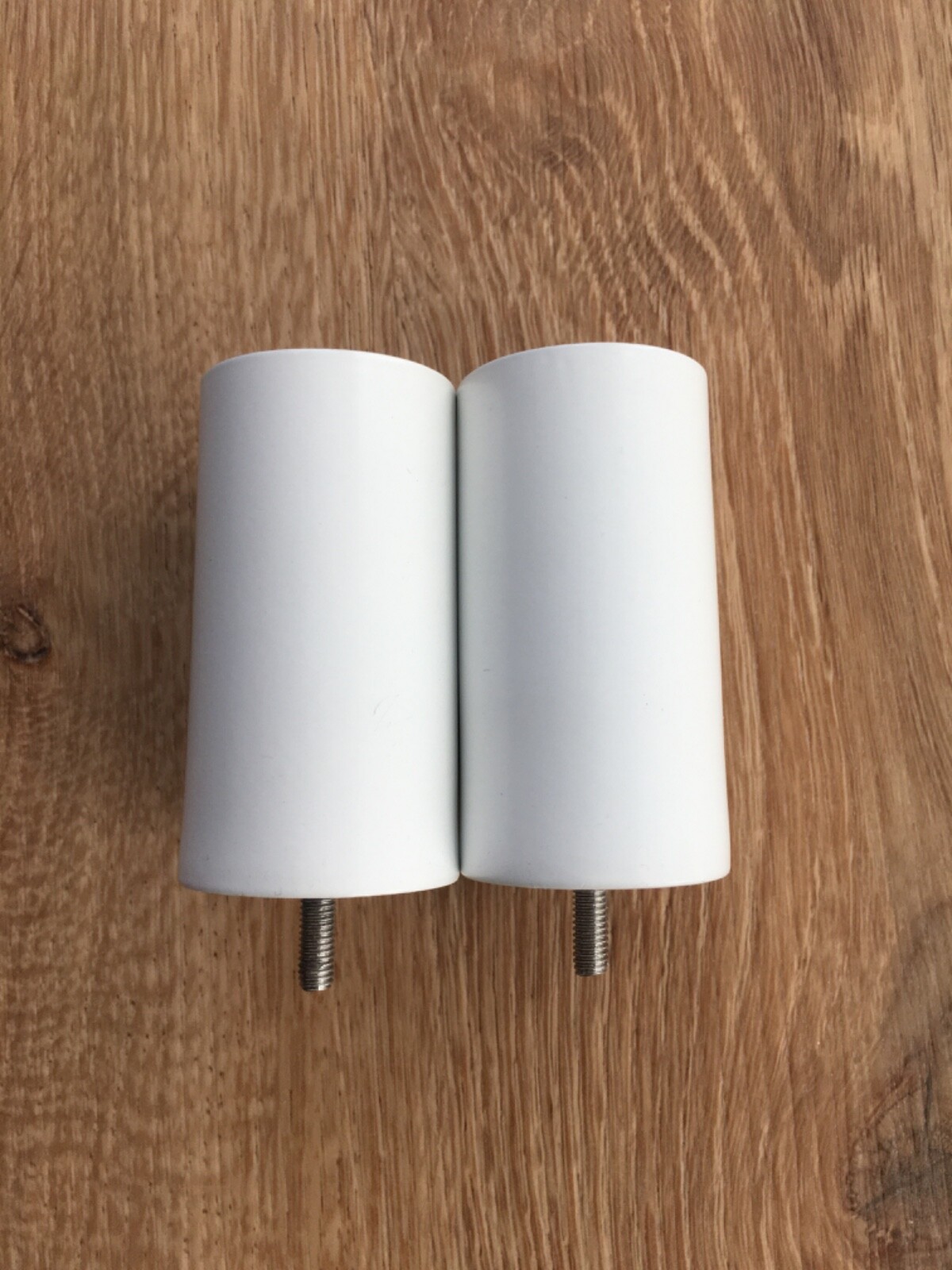2 Piece 2.5 Inch Long 1.25 Diameter Curtain Rod Finals White Color