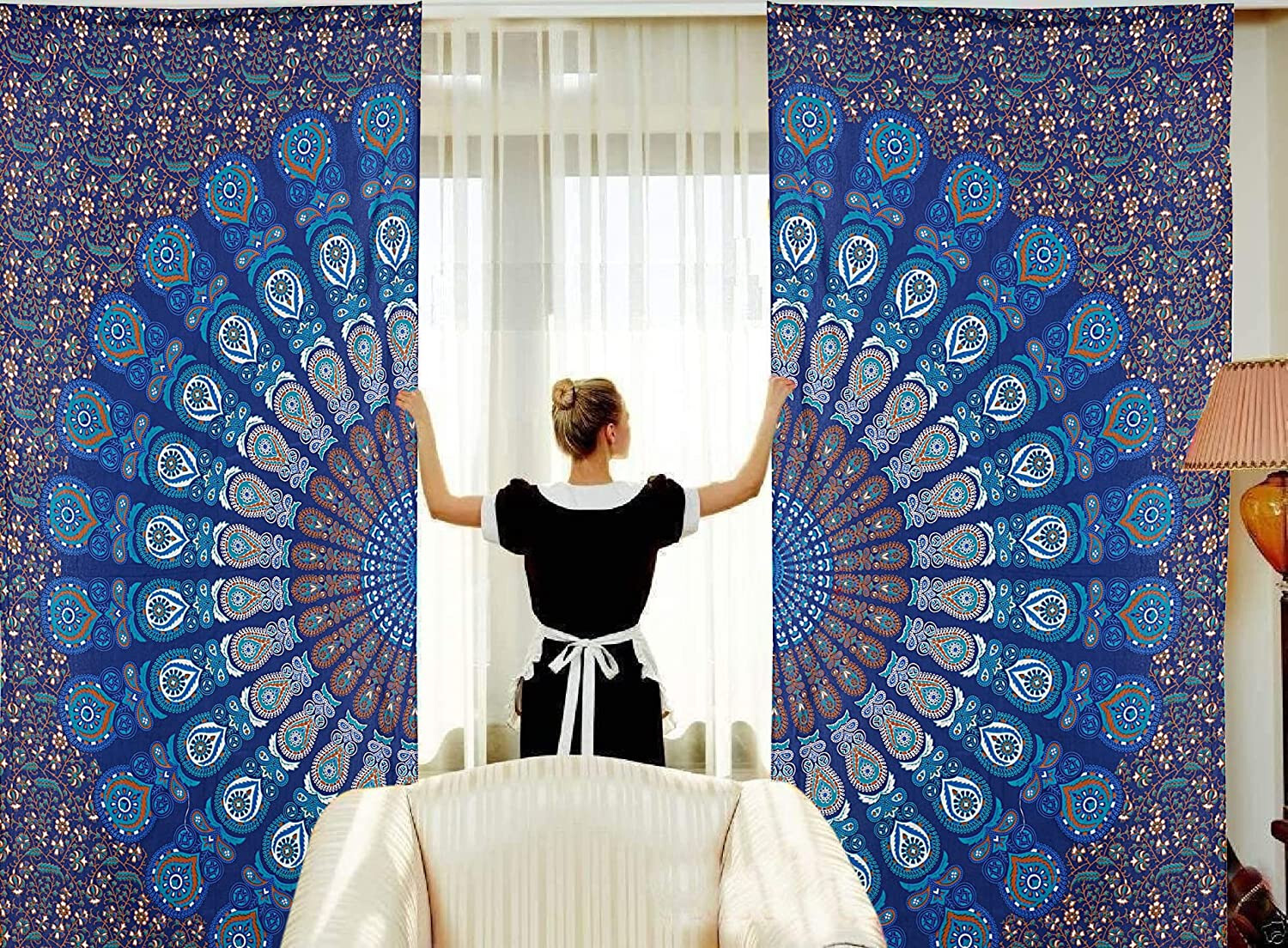 Mandala Door Window Curtain Drape Panel Scarf Valances Indian Hippie Curtains