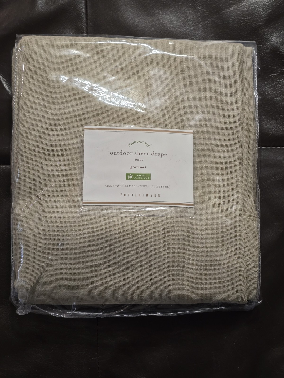 Grommet Outdoor Sheer Drape 50 x 96 in Stone Pottery Barn