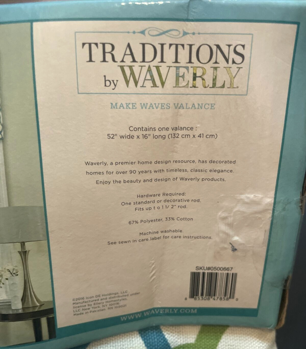 NEW Traditions by Waverly Make Waves Window Valance 52″ x 16″ Capri