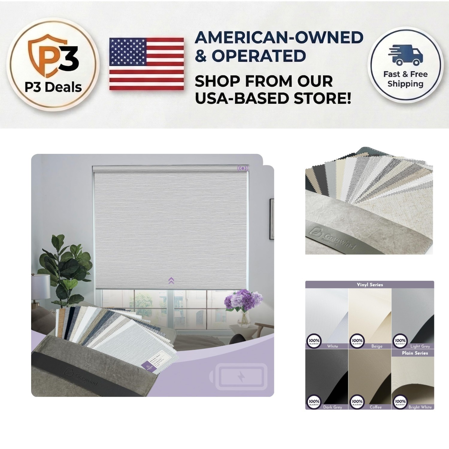 Luxurious 100% Blackout Roller Shades for Home & Office – Waterproof & Cordless