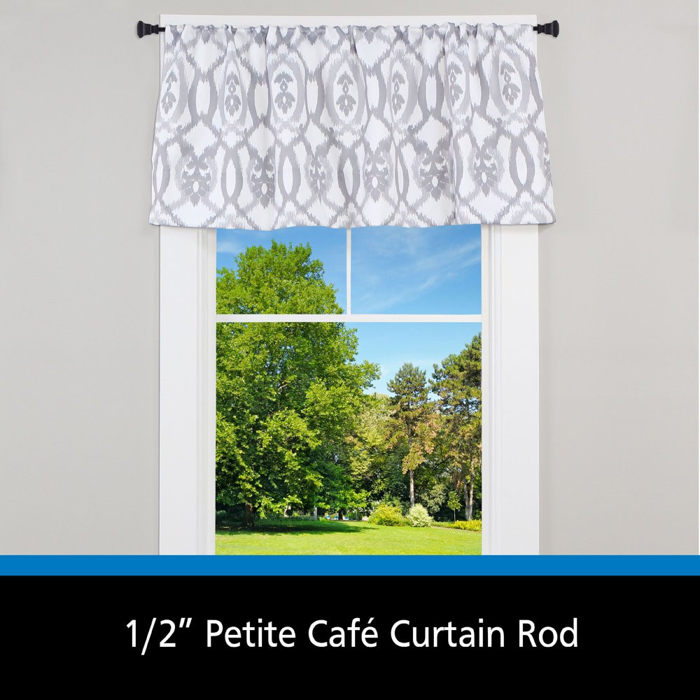 Modern 1/2″ Black Twain Adjustable Petite Cafe Curtain Rod, 28-48″ Home Decor