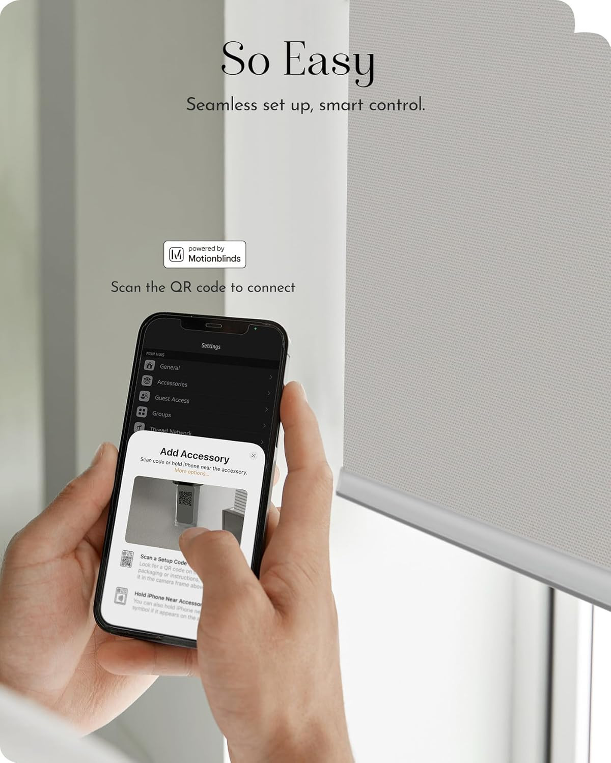 Smart 100% Blackout Roller Shades with APP Control – Custom Size 34″x72″ White
