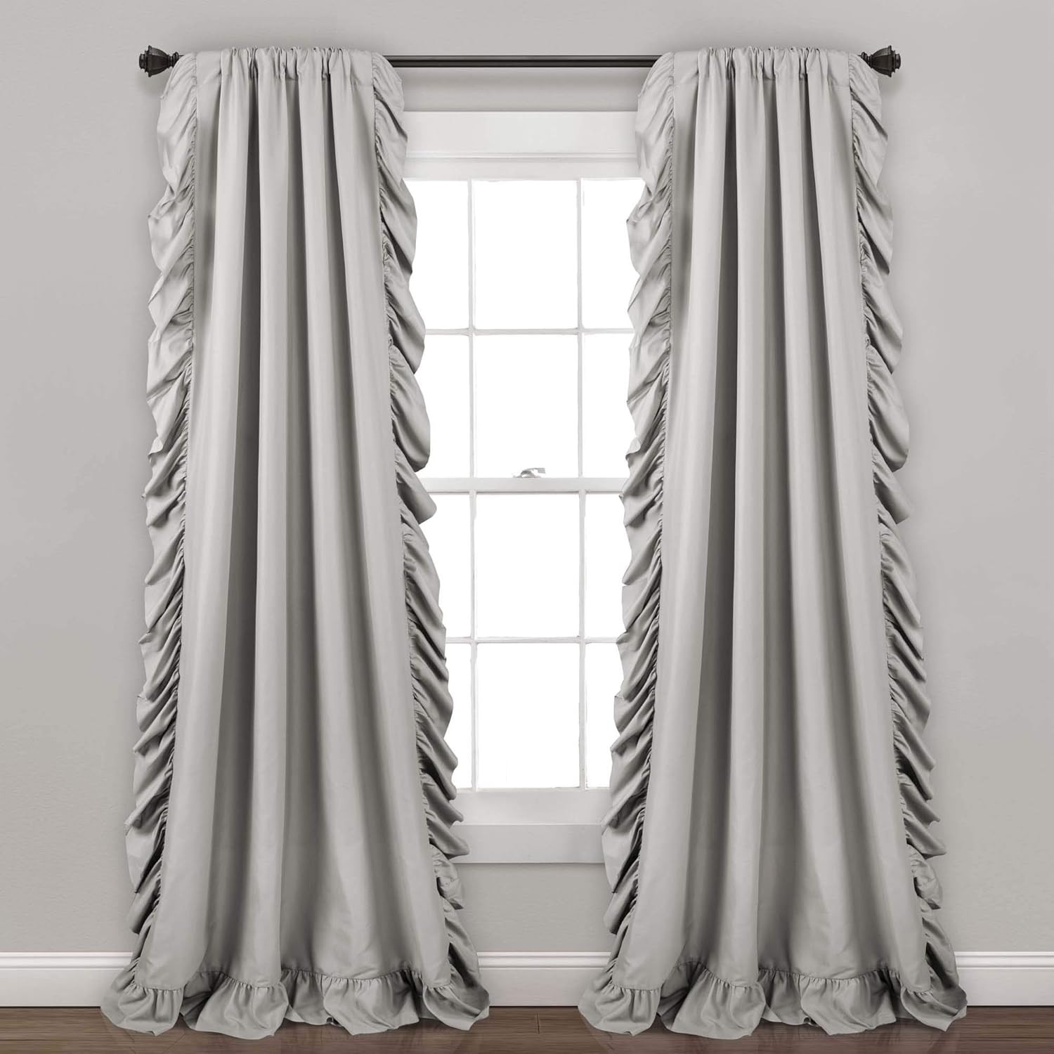 Reyna Ruffle Window Curtain Panel Set, Pair, 54″ W X 84″ L, Wheat – Flowy Curtai