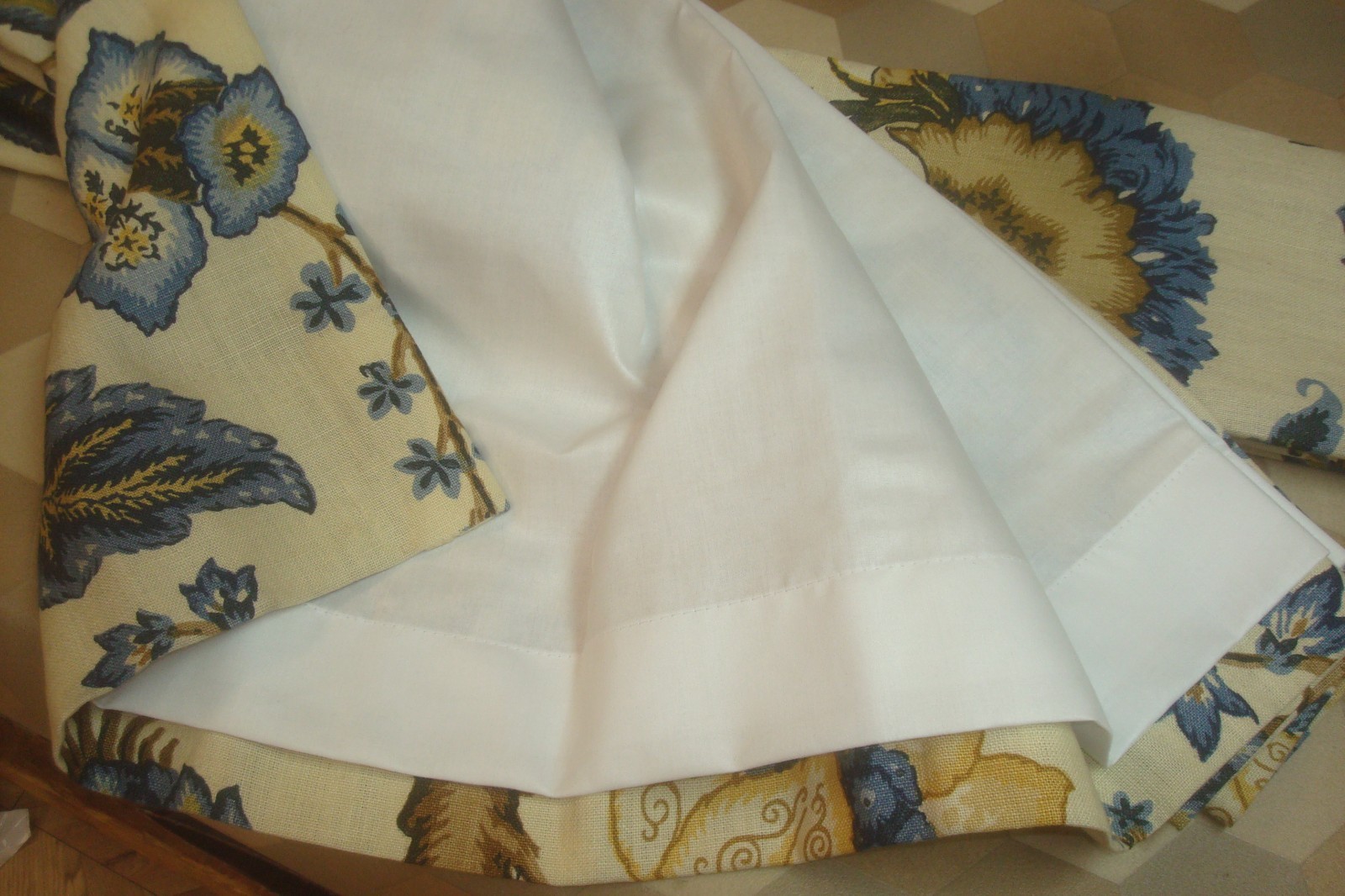 Custom Remade SCHUMACHER Drapes LINEN 2 pc Tree of Life Lined Pleated 103″ lg
