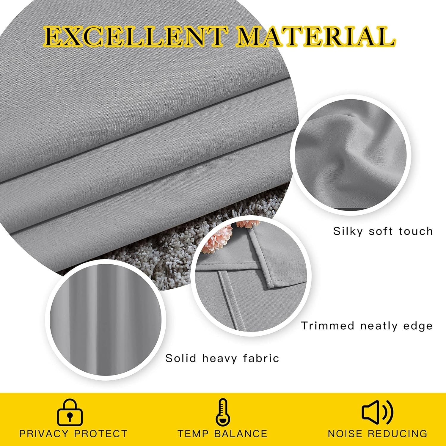 Light Gray Blackout Curtains 84 Inch Long for Bedroom or Living Room Decor