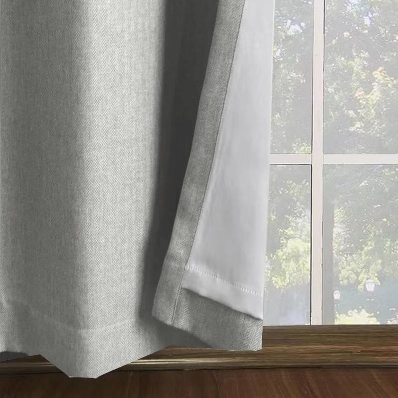 Herringbone Blackout Curtain Panel Grommet Room Darkening Thermal Insulation New