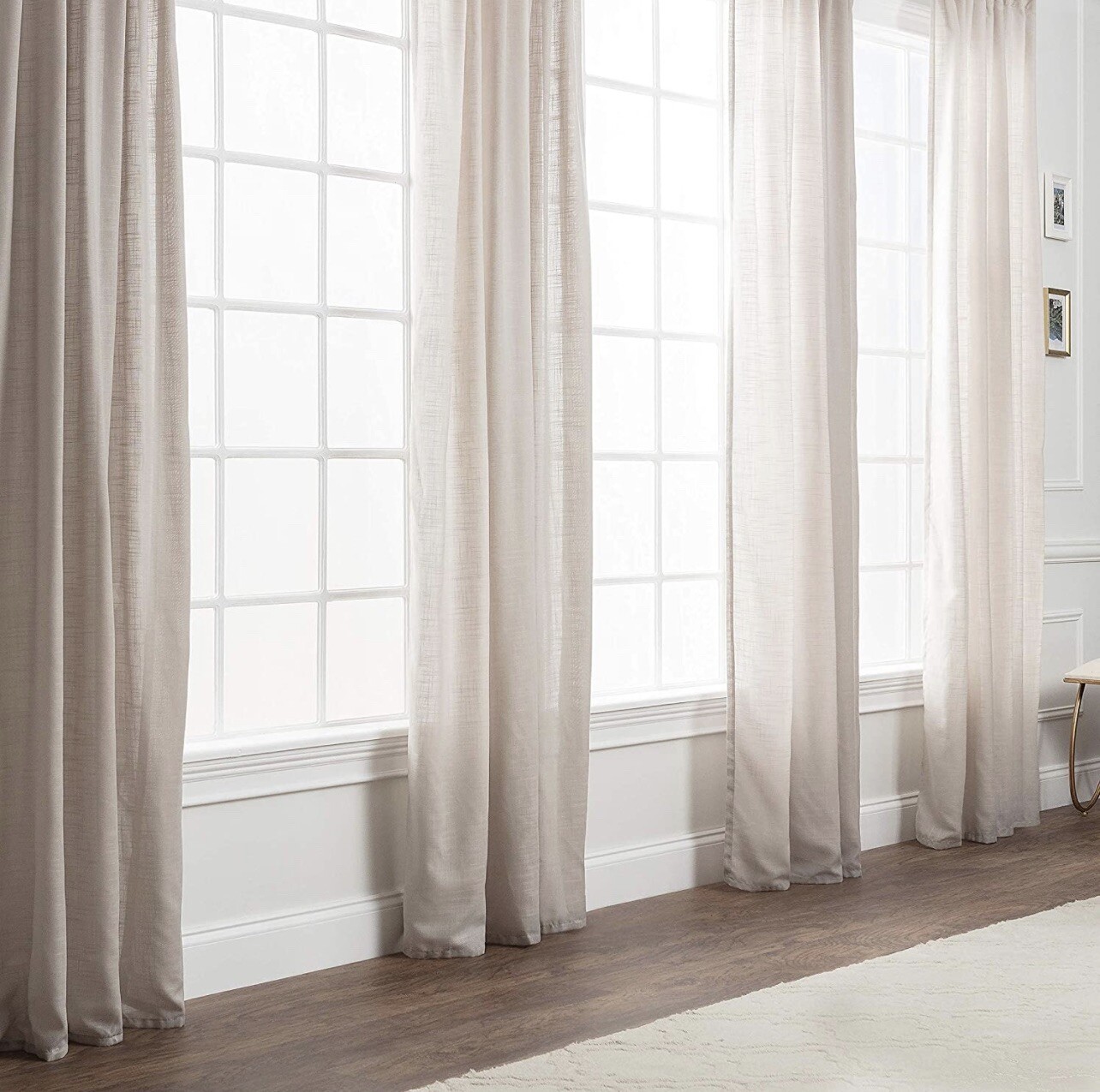 Chanasya Beige Crosshatch Textured Curtains, 2 Panels, 52 x 84 Inches