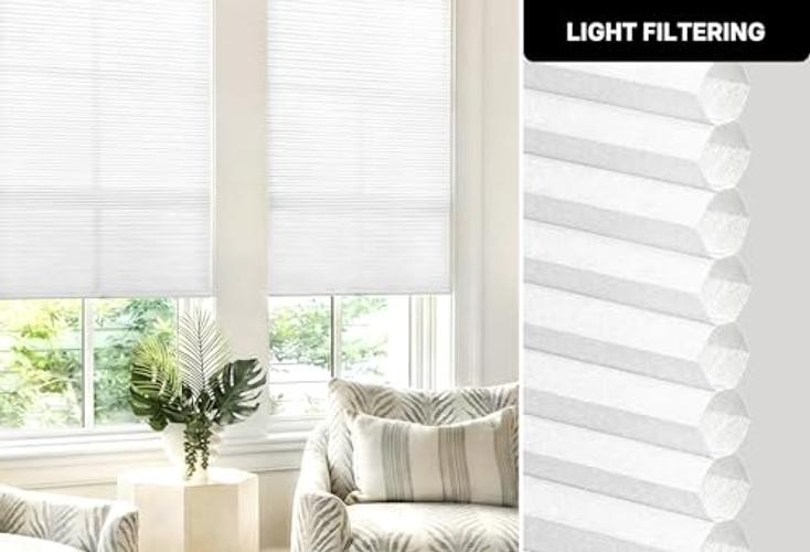 Cordless Cellular Shades – No Tools – No Drill – Honeycomb Shades