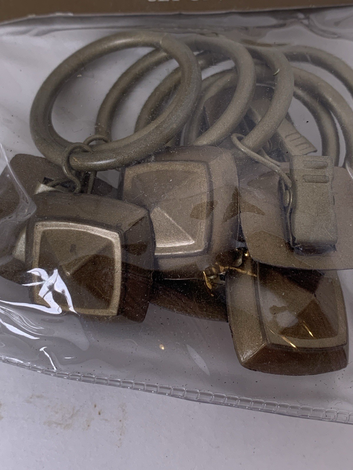 1″ Clip Drapery Rings Brass Set of 7 Art Deco Styling Home Trends