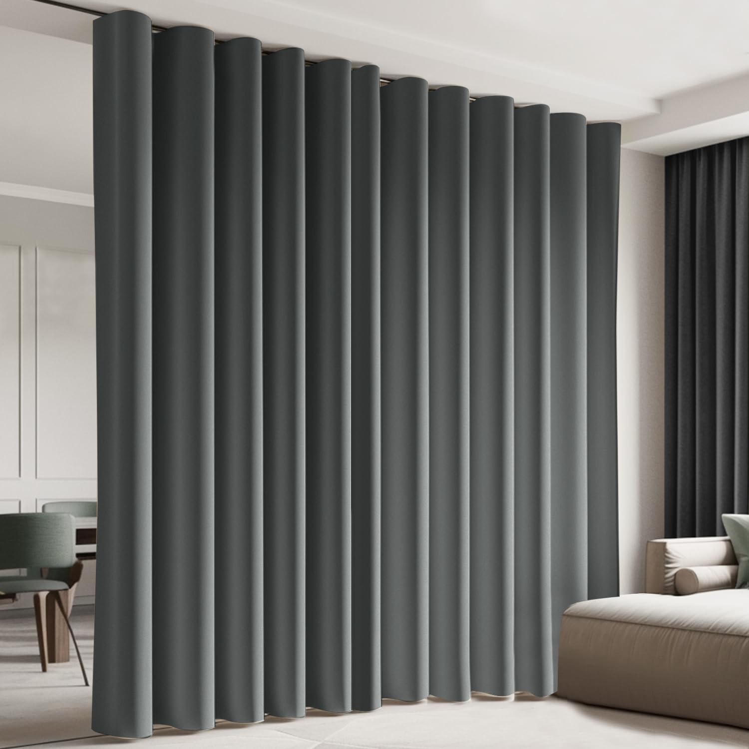 cbsroro Room Divider Blackout Curtain W100 x L108 Inch Grey 1 Panel