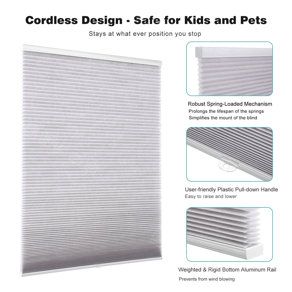 CUSTOM SIZE Cordless 1inch Light Filtering Cordless Window Shades Cellular Shade