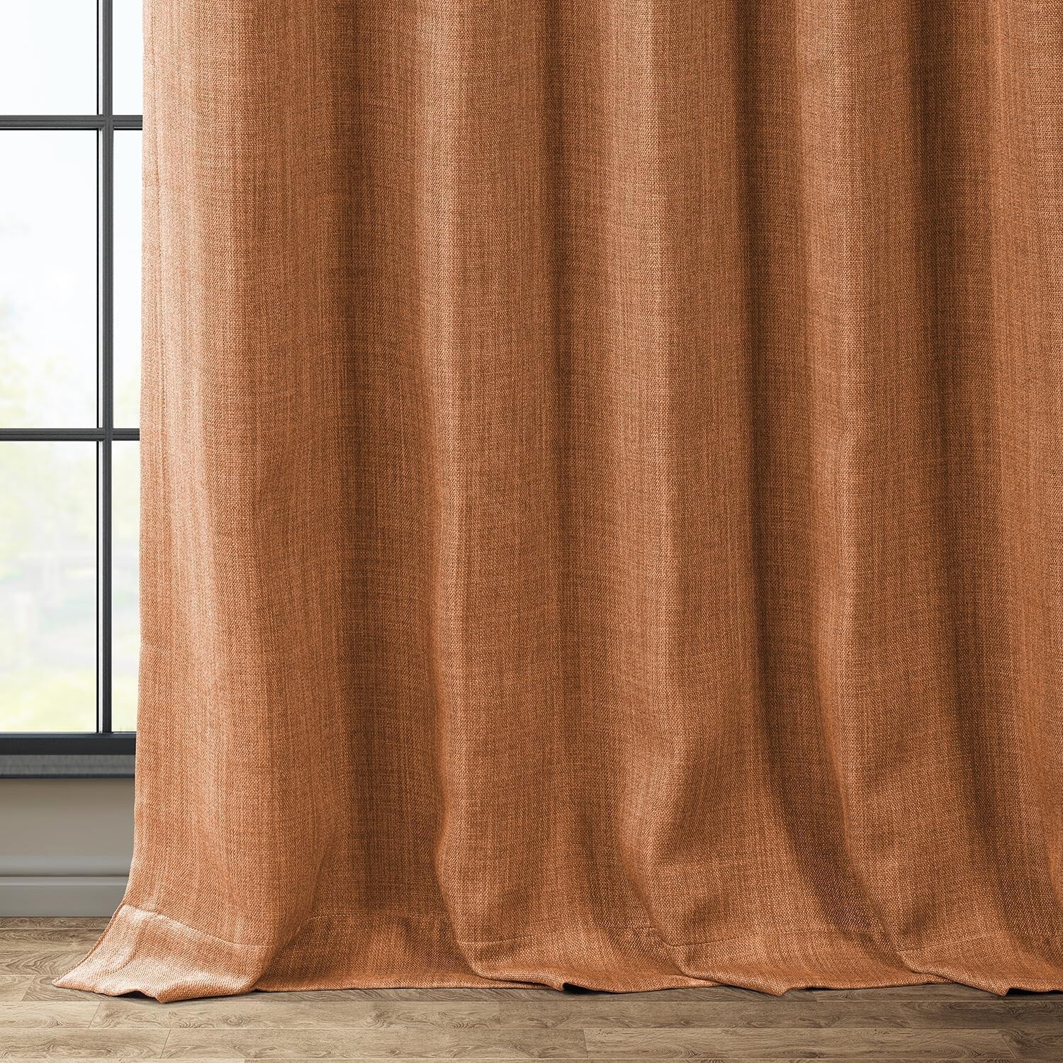 1 Panel Desert Orange 120″L x 50″W Linen Darkening Curtains For Living Room