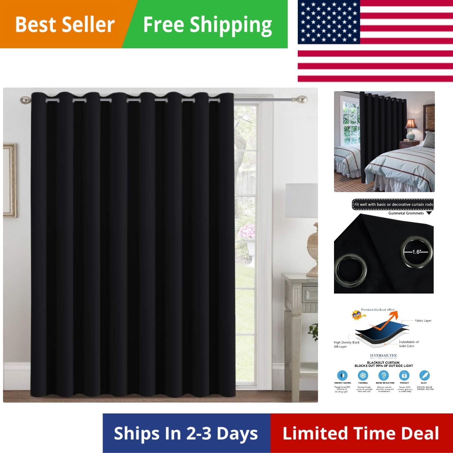 Blackout Patio Curtains 100 x 84 Inches for Sliding Door Extral Wide Blackout…