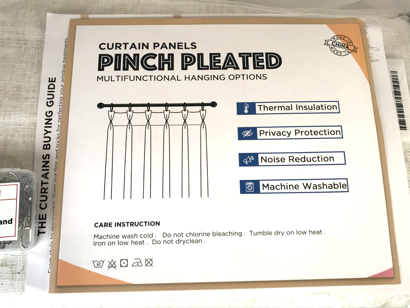 Capaloca Pinch Pleated Curtains 40″ x 102″ Natural Linen Look with Hooks 2 Pack