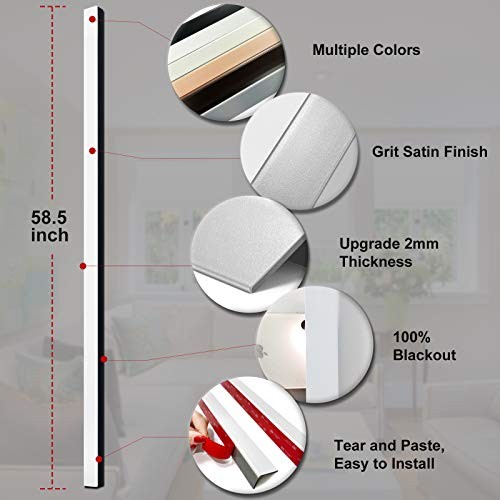 100% Blackout PVC Light Blocking Strips for 58.5″ x 1.2″ x 0.9″ White-2pcs