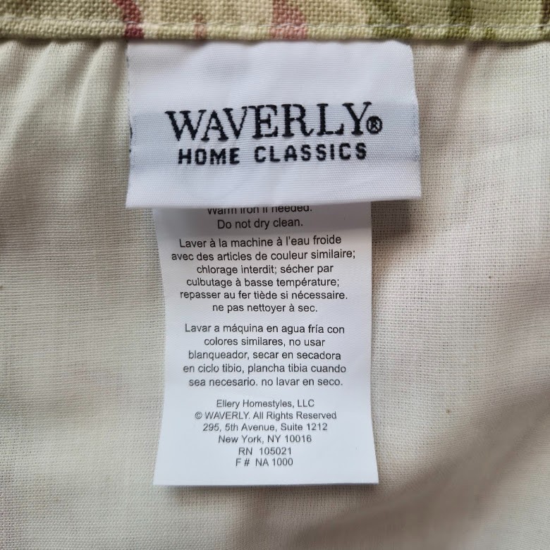Waverly Spring Bling Valance Cabbage Rose Stiped Scalloped Blue Pink Green EXC