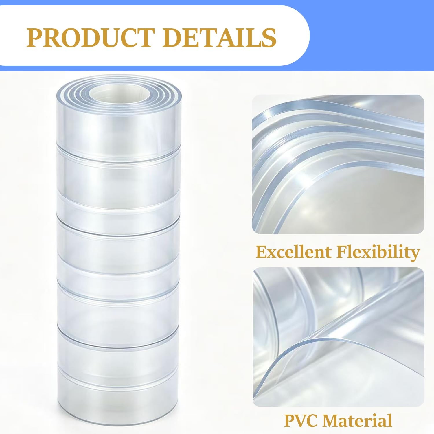 Plastic Vinyl Strip Curtain Waterproof PVC Freezer Warehouse 7.5×7.6 Ftx0.07 In