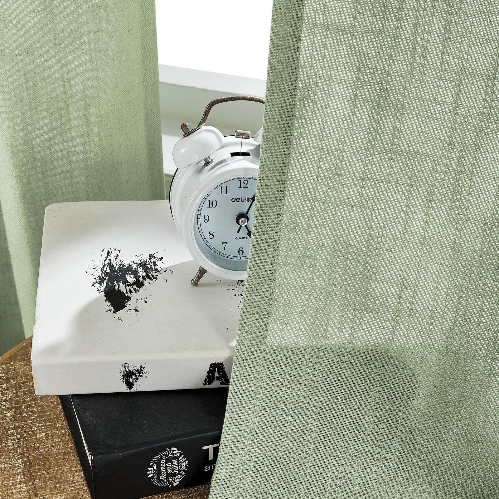 Joydeco Curtains 2 Panel Set 52″W x 96″L Sage Green Light Filtering Rod Pocket