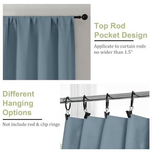 Sally Kitchen Curtains 36 Inch Length 2 40″W x 36″L (Pack of 2) Stone Blue