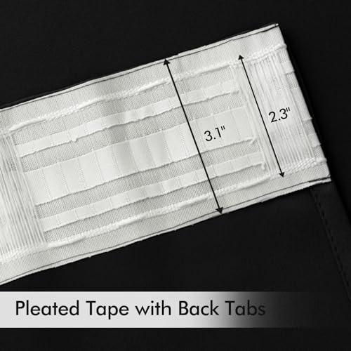 2 Panels Back Tabout Curtains 96 Inch Long for 52″W x 96″L (Pack of 2) Black