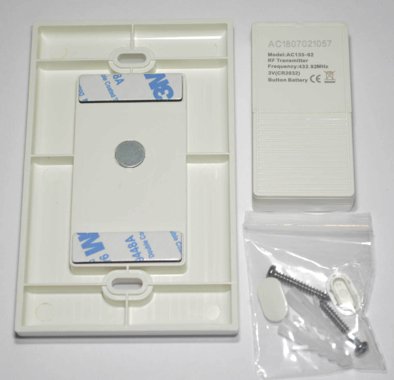 A-OK AC135-01 Roller Shade Motor Wall Mount Remote Control – White – 1 Channel
