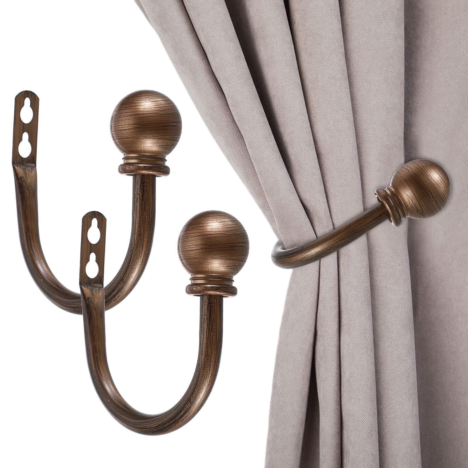 Decorative Curtain Holdbacks Wall Mounted Aluminum Tiebacks for Drapes, Red