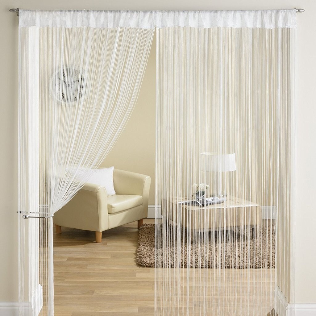 2 Piece Beautiful Polyester Door Threads String Curtain 7ft White