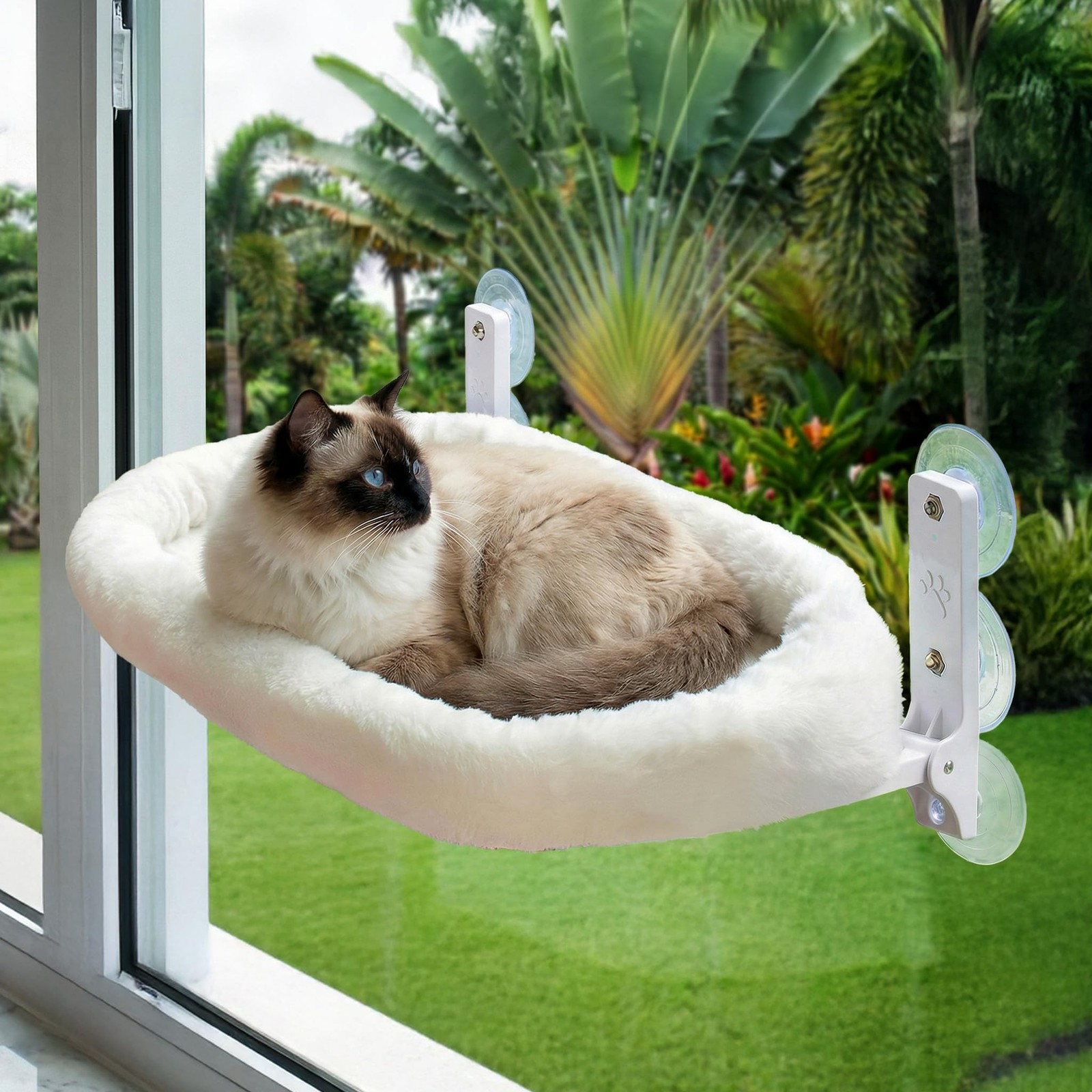 Golden Sheaves Cat Window Perch – Strong 6 23.3″ x 11.2″ x 7.8″, White