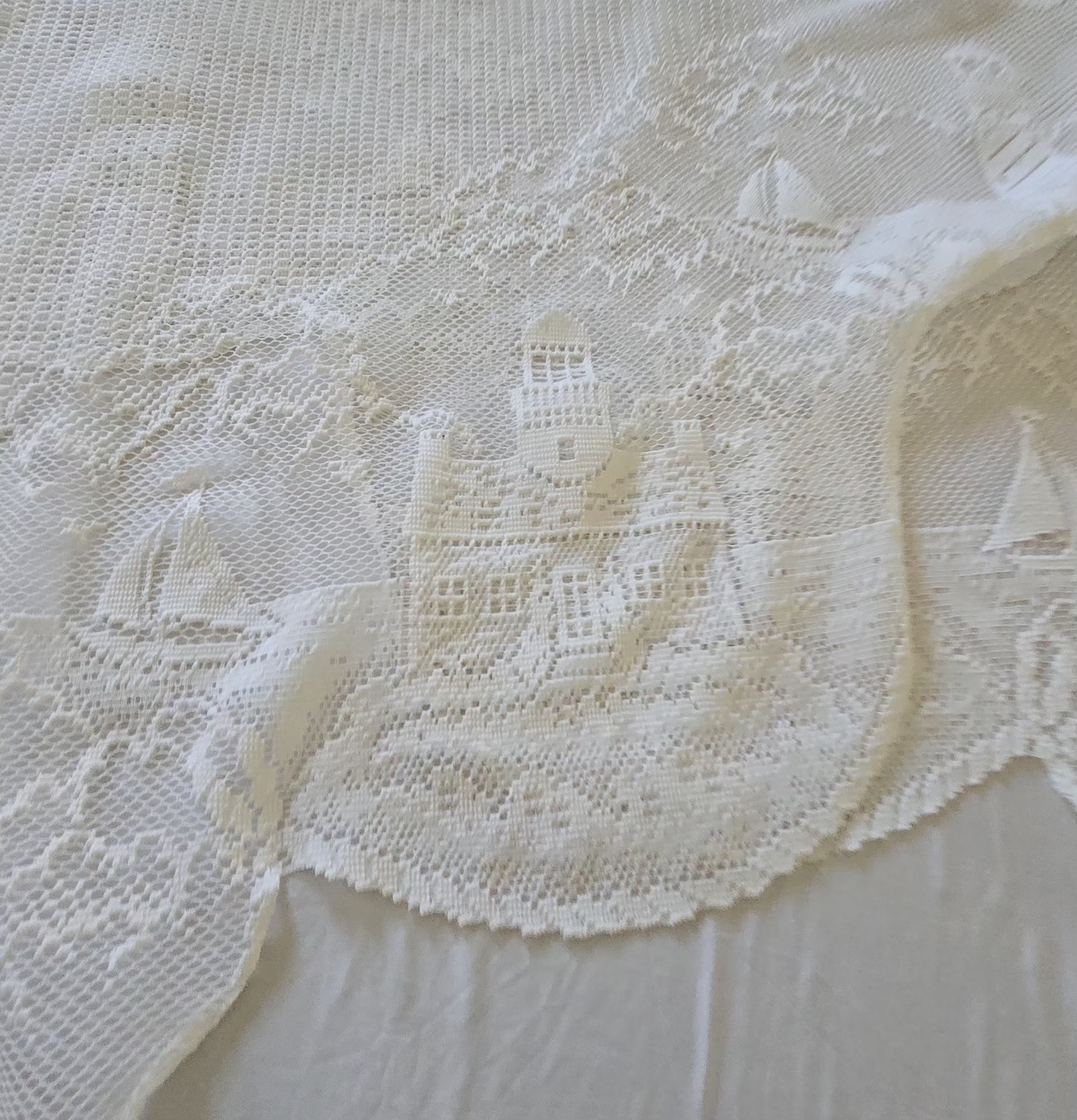 Heritage Lace Drop Tier Sheer White Lighthouse Curtains + Valance (3 PC)*