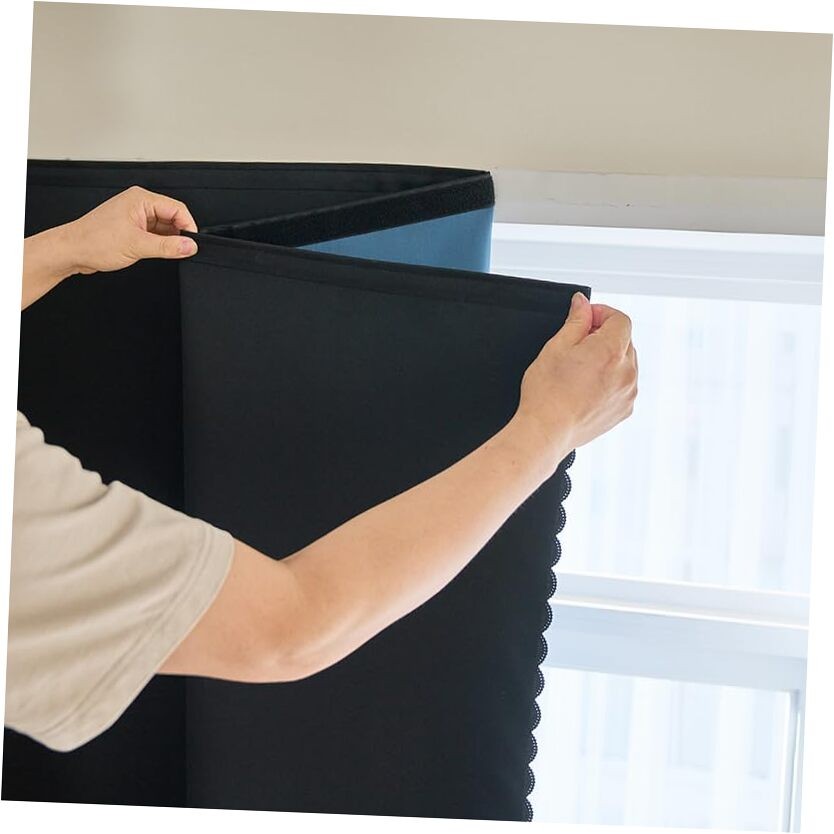 self Adhesive Portable 100%out Curtains Simple 35″W x 48″L (Pack of 1) Black