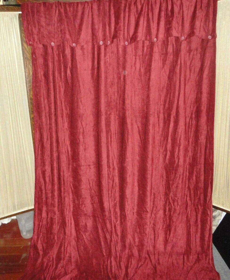 CROSCILL CHEVRON CHENILLE CLARET RED (PAIR) CURTAINS PANELS RAYON BLEND 44 X 84