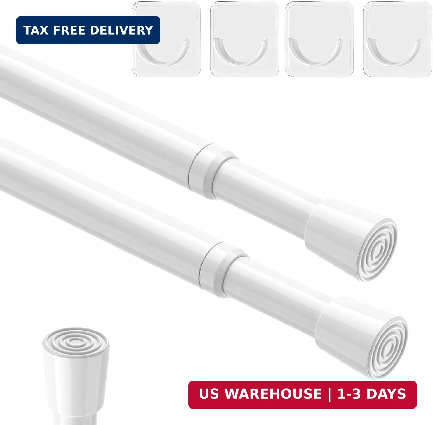 AIZESI 2pcs Spring Tension Rods Adjustable 26 to 39 inch Small Tension Curtain R