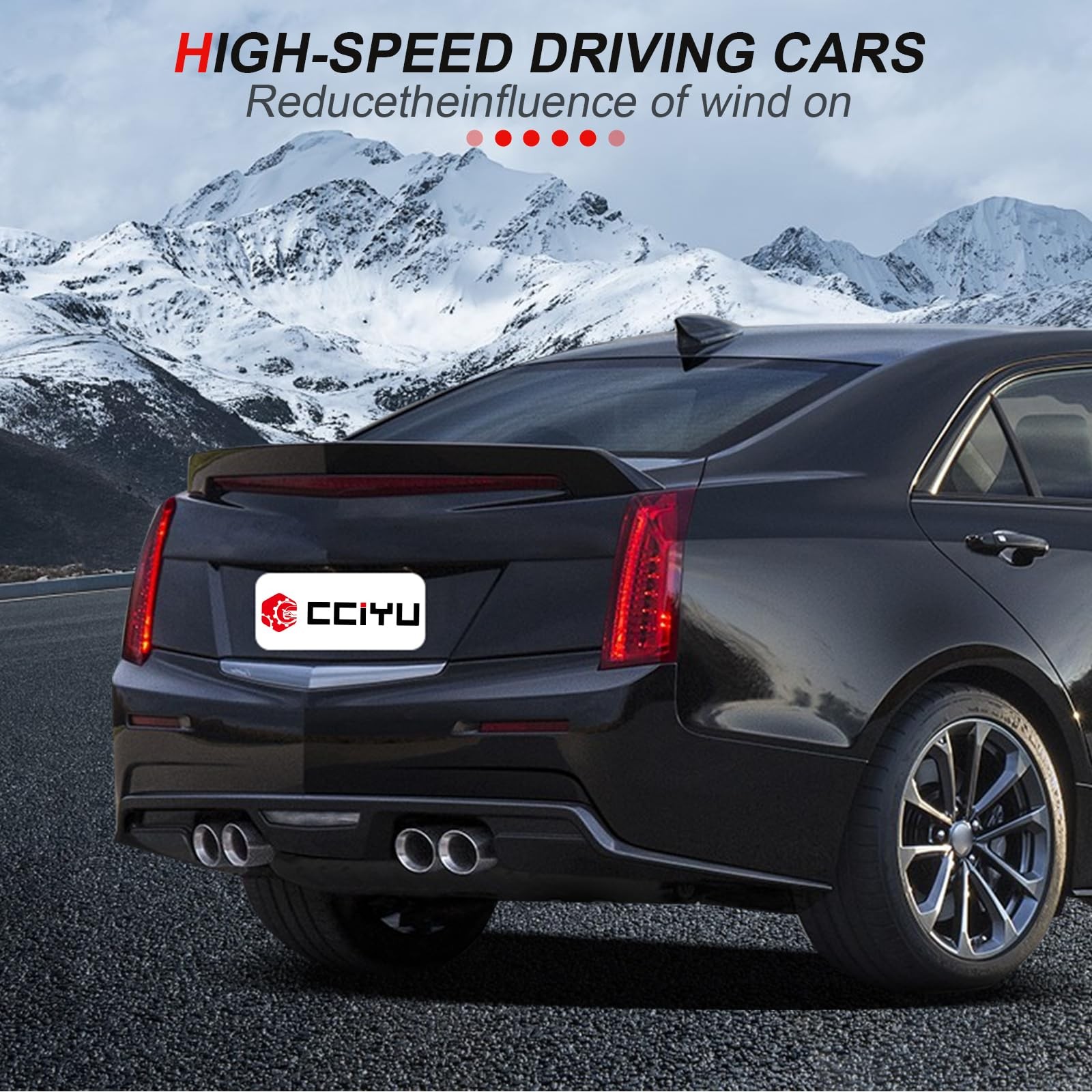 V Style Rear Trunk Lip Spoiler Wing Fits 2014-2018 Cadillac ATS Glossy Black ABS