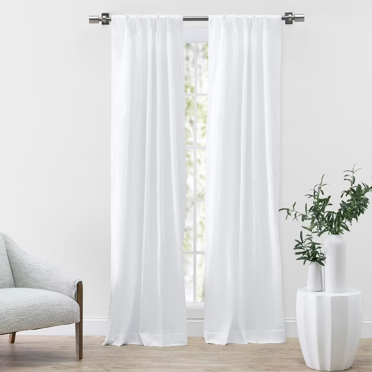NIP Ricardo Serene Pinch Pleated w/Backtabs White Pair 56″X84″ $313.78