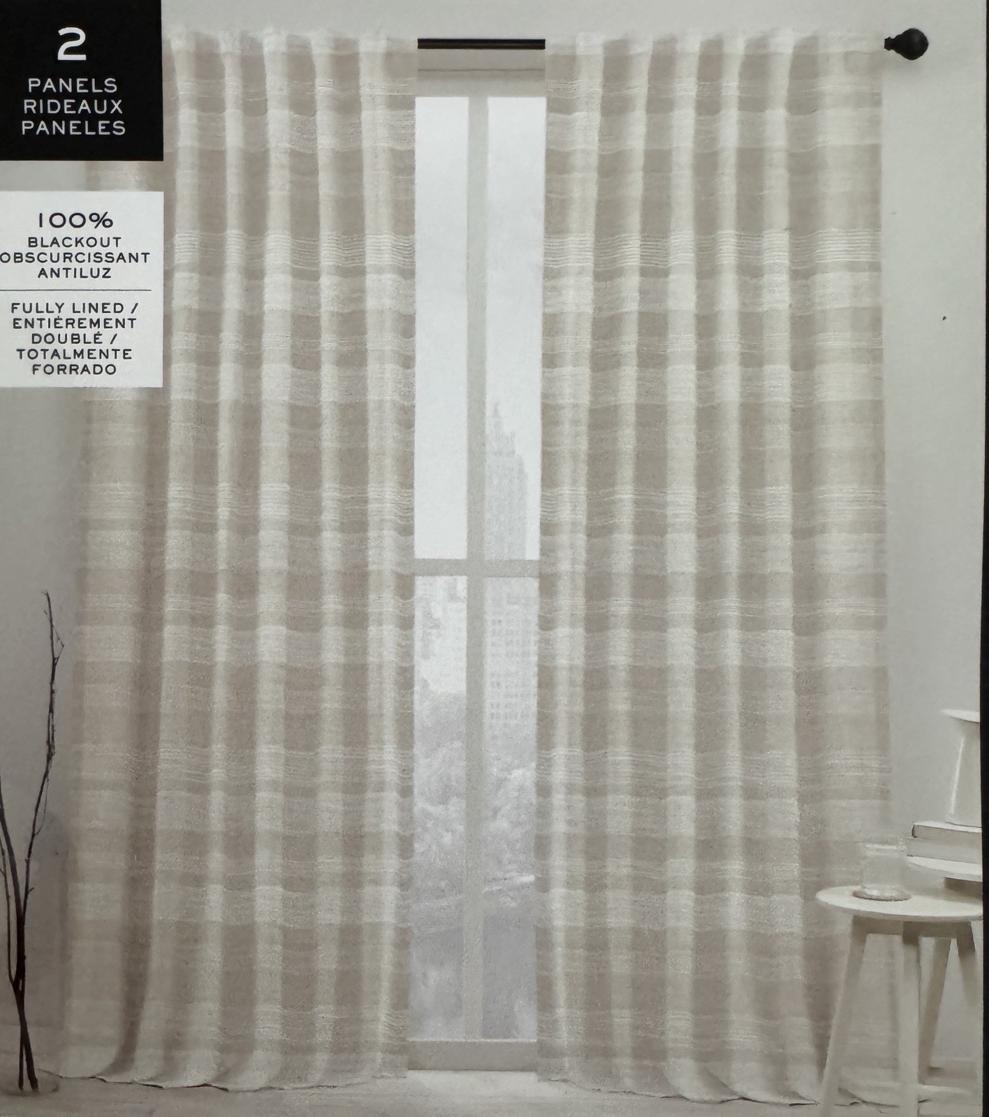 Ralph Lauren Window Curtains 2 Panels 100% Blackout 54 x 96 Linen Carson Natural