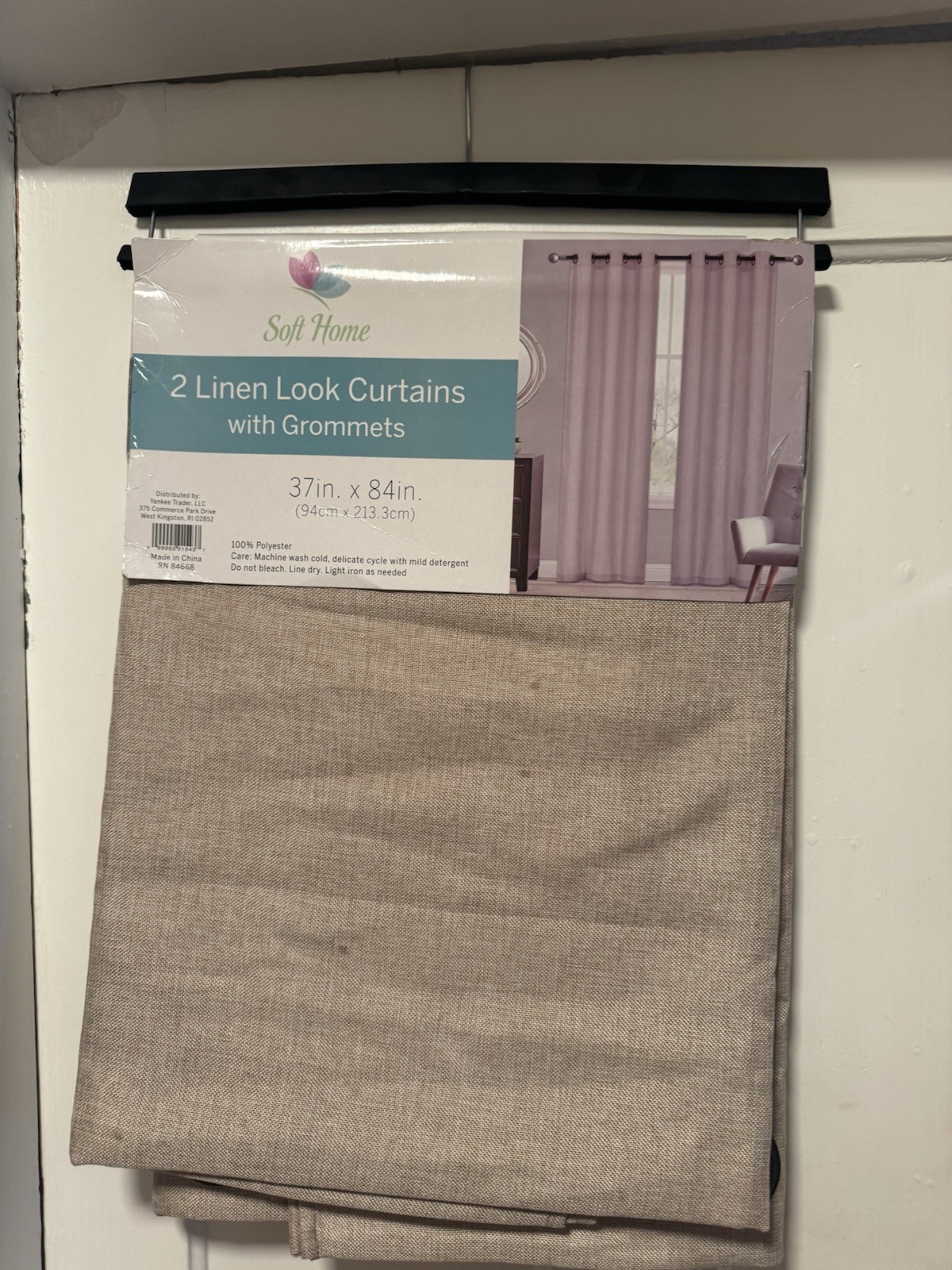 Two Línen Curtains With Grommets Light Pink 37 In X 84in
