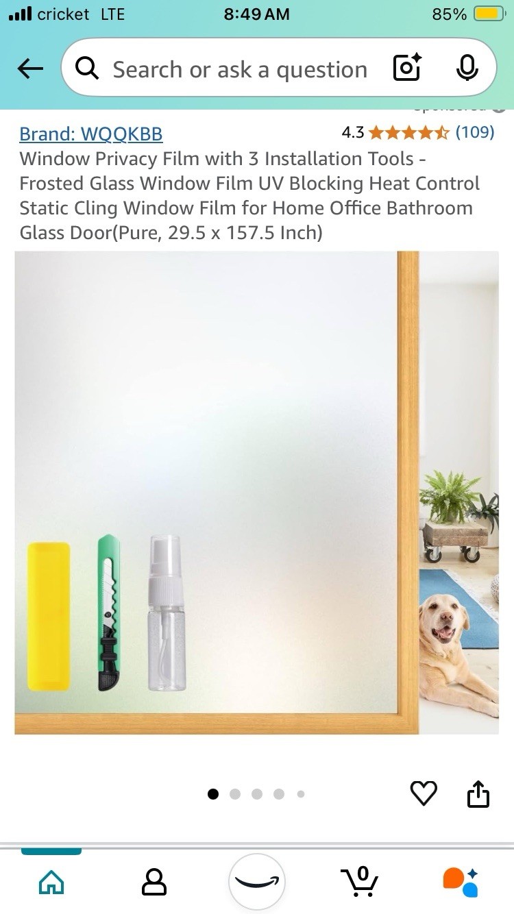 WQQKBB Window/ Glass Door Privacy Film 29.5 X 157.5 W/ Installation Tools NEW